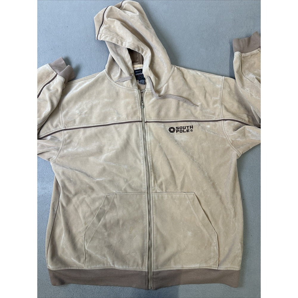 Southpole Faux Suede Jacket Mens Size XXL‎ Coat Zip-Up Hooded Sweat Shirt Coat